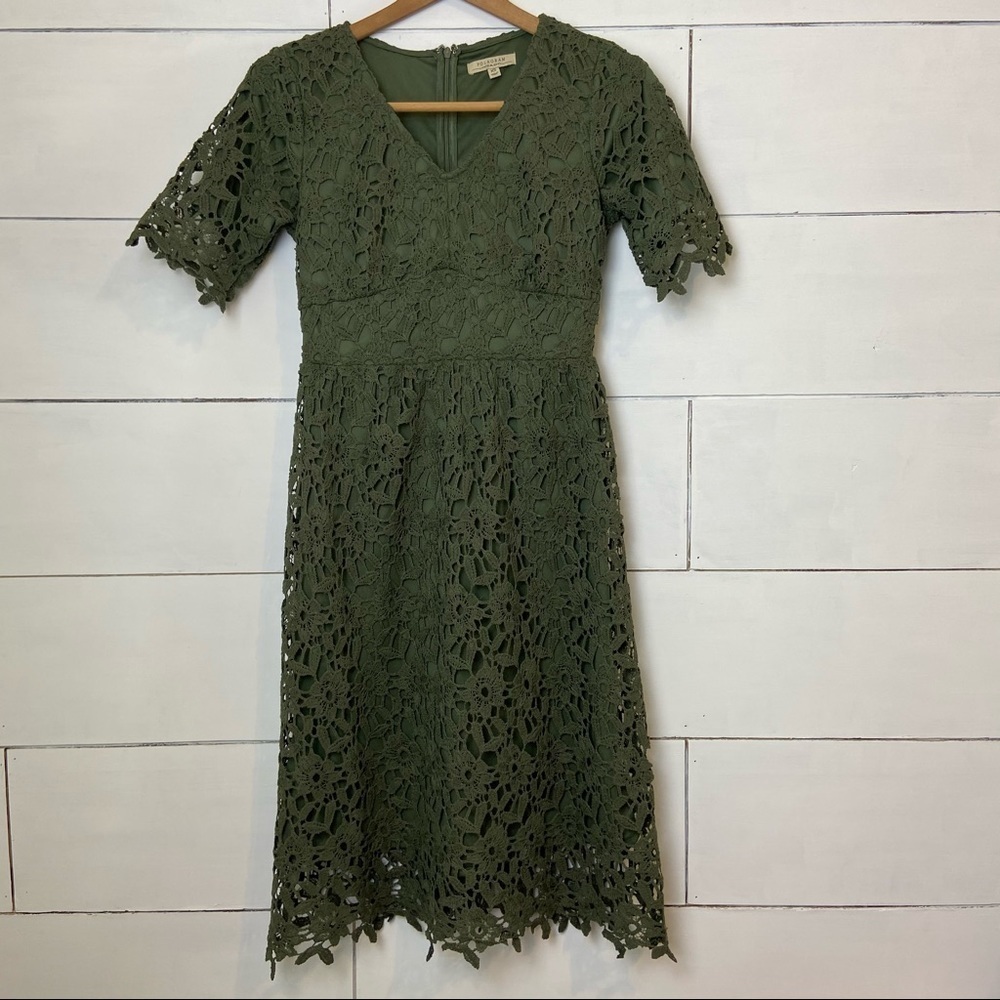 Polagram Green Lace Dress. Size XSmall. EUC